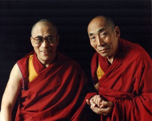 His Holiness the 14th Dalai Lama with Ven. Geshe Gyeltsen